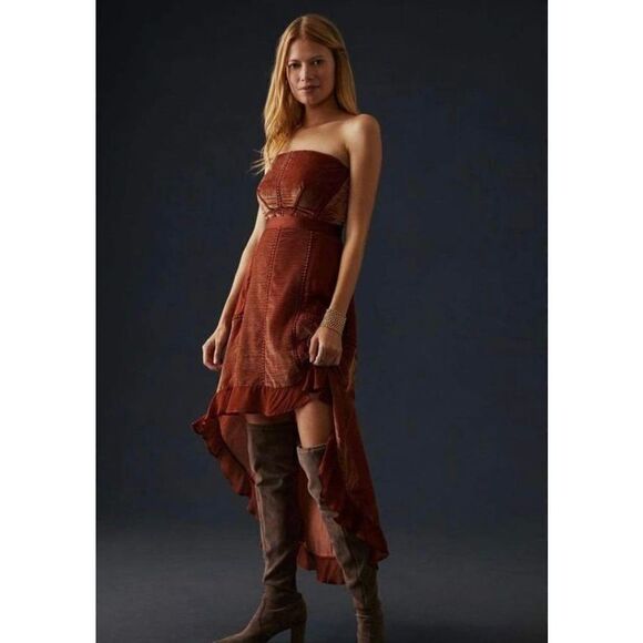 New Anthropology Velvet Asymmetrical Dress Size 14 - Picture 2 of 8